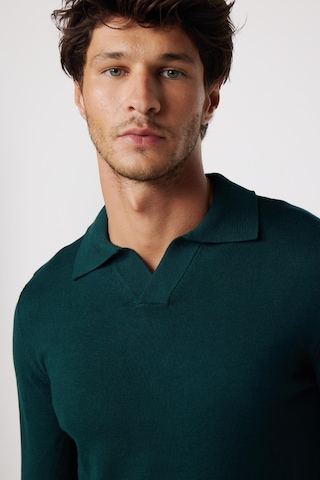 Tudors Slim Fit Dar Kesim Polo V Yaka Yeşil Erkek Kazak-28629-yeşil Yeşil