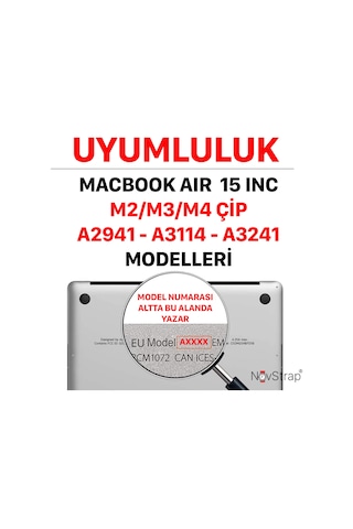 Novstrap Apple Macbook Air 15 İnç A2941 A3114 A3241 Uyumlu Kristal Parlak Kılıf Siyah Klavye Kılıfı Film Pembe
