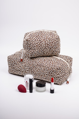 Makyaj Çantası 2 Li Set Leopar Desenli