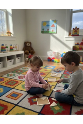 Doğal Montessori Eğitici Denge Oyunu - El Yapımı Yapboz Puzzle Seti