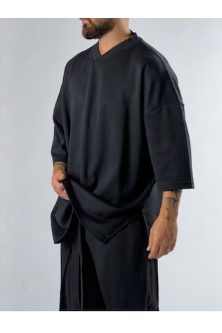 Cocopelli Oversize Tasarım Siyah Erkek Sweat Coc3387