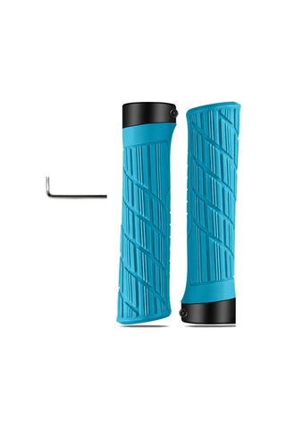 Folinda Silikon-alüminyum Bilezikli Bisiklet Tutamak Koruması, Anti Kayma Ve Sönümleme Özelliği, Dağ Bisikleti İçin Kilitlebilir, Mavi Çift Set Çok Renkli