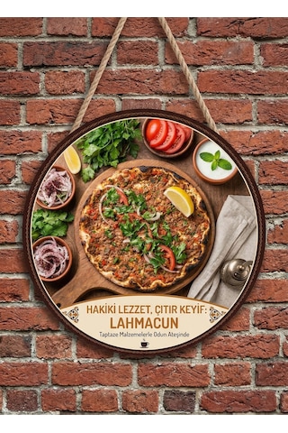 Mayeka Lahmacun Temalı Kebapçılar Restoranlar Lokantalar İçin Ahşap Duvar Kapı Dekoratif Süs Tablo 9