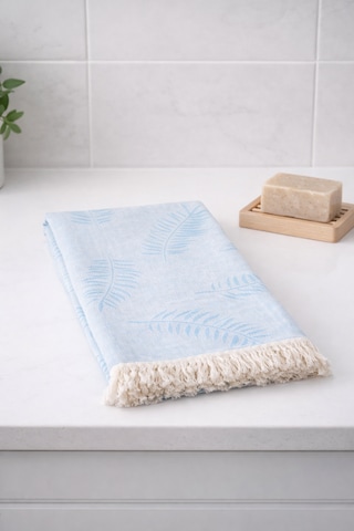 Aquatolıa Doğa Peştemal - %100 Pamuk- 100x180- Peştemal- Plaj Havlusu- Yaprak Desen Mavi