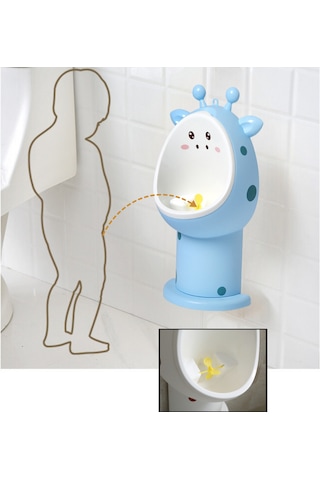 Erkek Çocuk 1-6 Yaş Tuvalet Eğitimi Eğlenceli Pisuvar Mavi Geyik Açık Mavi