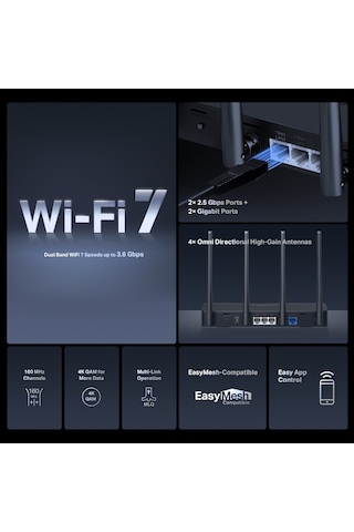 Mercusys Mr27be Wıfı7 Be3600 Dual Band Router