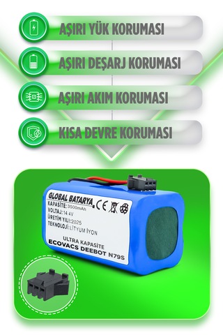 Ecovacs Deebot N79s Batarya 3500mah Ultra Kapasite