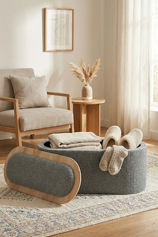 Contes Bohem Sandıklı Orta Sehpa Puf/bench , Gri