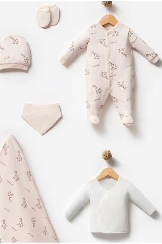 By Bubbles Unisex Desenli 10'lu Hastane Çıkış Seti Ekru Zürafa