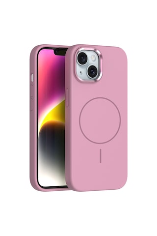 Zore Apple iPhone Uyumlu 13 Kılıf M-safe Şarj Özellikli Metal Kamera Çerçeveli Zore Edi Silikon Kapak - Turuncu