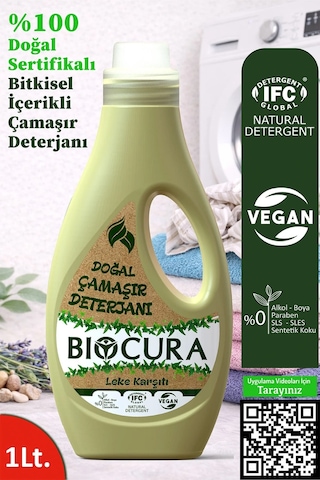 Biocura %100 Doğal Sertifikalı Bitkisel İçerikli Leke Çıkarıcı Çamaşır Deterjanı 1 L