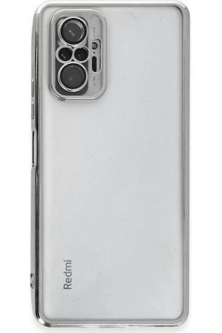 Xiaomi Redmi Note 10 Pro Kılıf Kamera Korumalı Lensli Silikon - Gümüş