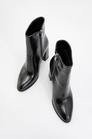 Luvishoes Jewel Siyah Cilt Kadın Topuklu Bot Sıyah Cılt