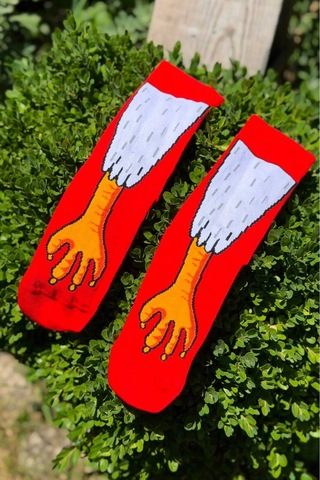 Lousocks Unisex Horoz Ayağı Renkli Soket Çorap Kırmızı