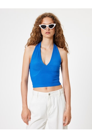 Koton Halter Yaka Atlet Kolsuz Crop Dikiş Detaylı Kaşkorse Lacivert 4sal30348ık Lacivert