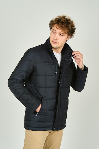 Daynax Erkek İçi Kürklü Deri Biyeli Kapitone Kaban 4924000 Lacivert Lacivert