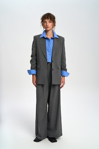 Mai Studios Co. Jessical Çizgili Füme Blazer Füme