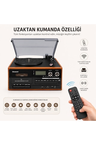 Dosound Tr-17s Ahşap Çok Fonksiyonlu Pikap Kaset Cd Usb Bluetooth Müzik Sistemi 1 Adet