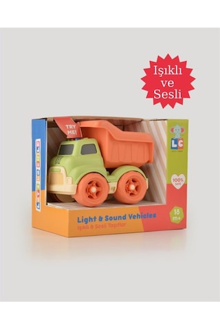 Let's Be Child Sesli Ve Işıklı Minik Kamyon 31016 Yeşil - Turuncu Kasalı, Çocuklar İçin Oyuncak Kamyon