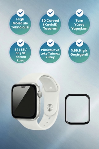 Watch Protector S6 / Se / 4 / 5 Uyumlu 44mm 3d Curved Ab Glue Akıllı Saat Ekran Koruyucu