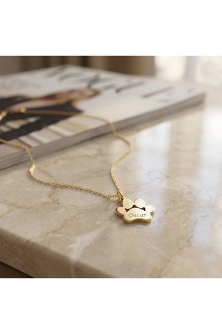 925 Ayar Gümüş Kişiye Özel İsimli Pati Kolye Gold