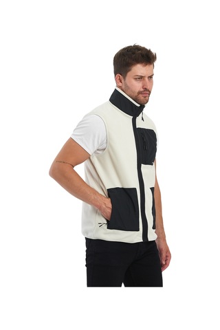 Adams Erkek Polar Kolsuz Çift Renk Yelek 3 Cepli Comfort Fit Ekru
