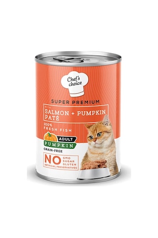 Chef's Choice Somonlu ve Balkabaklı Tahılsız Ezme Yetişkin Kedi Konservesi 24 x 400 G