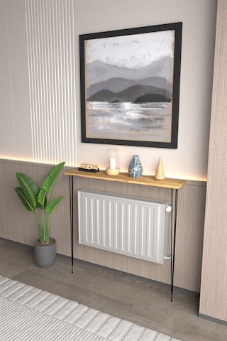 Violet Minimalist Metal Ayaklı Dar Dresuar Dekoratif Petek Üstü Dresuar 90 Cm Atlantik Çam