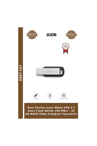 Özel Üretim Lexar Metal Usb 3.2 Gen1 Flash Bellek 150 Mb/s 32 Gb M400 Video Fotoğraf Taşınabilir