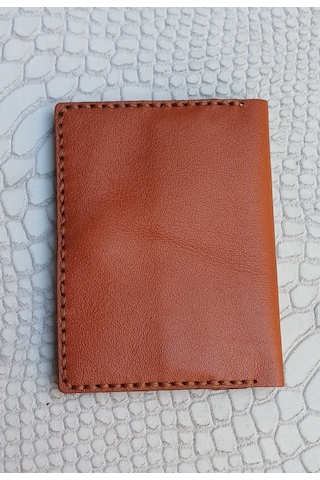 Durush Collection Tasarım Gerçek Deri Taba Rengi El İşlemeli Kartlık