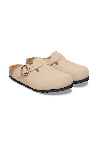 Birkenstock Boston Kıds Bf Flower Buckle Çocuk Terlik 1030630 Bej