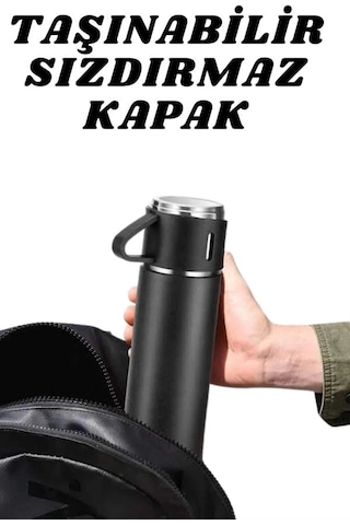 Mey İthalat 3 Bardaklı Termos Seti Anneler Gününe Özel Hediye Taşınabilir Sızdırmaz Isı Koruyucu Çok Renkli