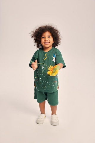 Luess Erkek Çocuk %100 Pamuklu Oversize Takım - Yeşil