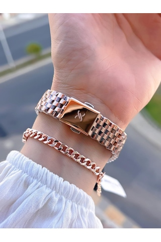 Daniel Klein Özel Kesme Camlı 3 Atm Suya Dayanıklı 2 Yıl Garantili Kadın Kol Saati+bileklik V92601.8 Rose Gold