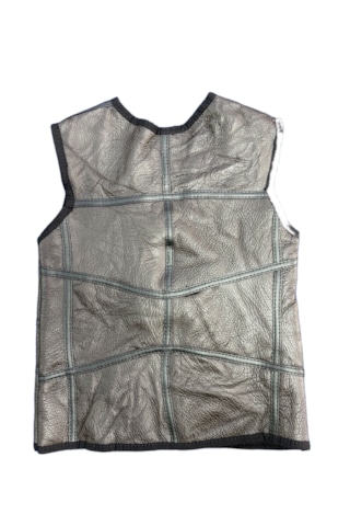 Ln Leather Özel Üretim Patchwork -süet Gerçek Deri Çocuk Yelek 2-3 Yaş Kahve