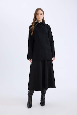 DeFacto A Kesim Basic Düz Süet Midi Etek E5405AX24WNBK81 Siyah