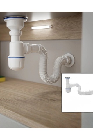 Mey İthalat Esnek Lavabo Sifonu Gider Borusu Koku Önleyici Sızdırmaz Bağlantılı Pratik Montaj
