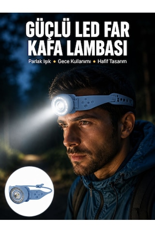 Led Kafa Lambası Kamp Yürüyüş Ve Gece Kullanımı İçin Yeni Nesil Çok Renkli