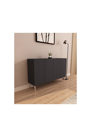 Serel 120 Cm Konsol, Tv Ünitesi, Çok Amaçlı Dolap - Antrasit-gümüş Antrasit-gümüş