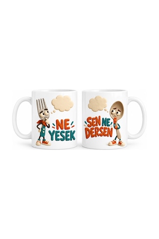 Twin Store Yemek Kararı 2'li Porselen Kupa Seti - Model 842 Bzstwın