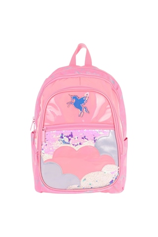 Kaukko Kids Kız Çocuk Pembe - Pullu Bulut Desenli Dört Gözlü Okul Sırt Çantası - L5218 Pembe