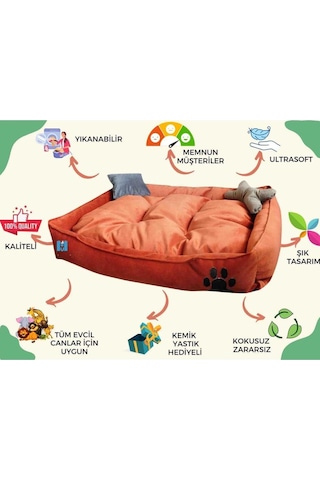 Mavi Vitrin Yıkanabilir Kedi Köpek Yatağı Büyük Boy Handmade 90 x 60 CM