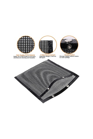 24x14cm Fiberglas Barbekü Izgara Örgü Çanta Izgara Aksesuarları Sebze Izgara Kese Bpa İçermez, Fda Sertifikalı - Siyah