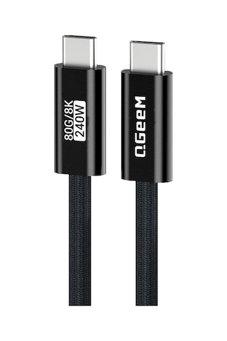 Qgeem Qg05 Type-c To Type-c Usb5 Pd Data Kablosu Ve Çevirici 240w 80gbps 8k 60hz 1.2 Metre Siyah