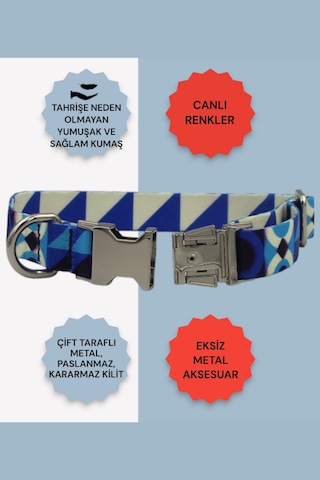 Caramelos İsimli Köpek Tasması, Köpek Künyesi, Köpek İsimlik 130 Beyaz - Lacivert