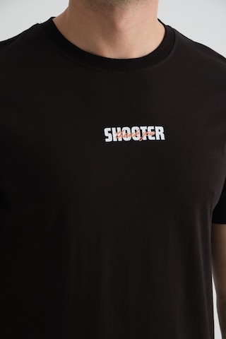 Shooter Sportwear Shooter Erkek T-shirt Minimal Baskılı Pamuklu Kumaş Standart Kalıp Siyah