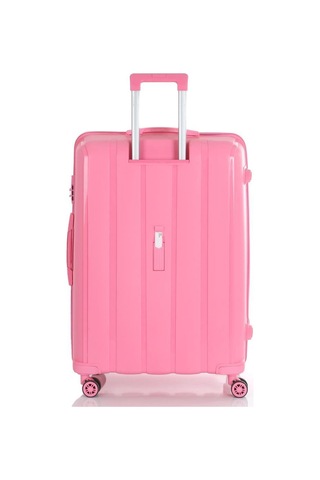 Mçs Bavul Büyük Ve Kabin 2li Set Kırılmaz Silikon Valiz V305 Pembe