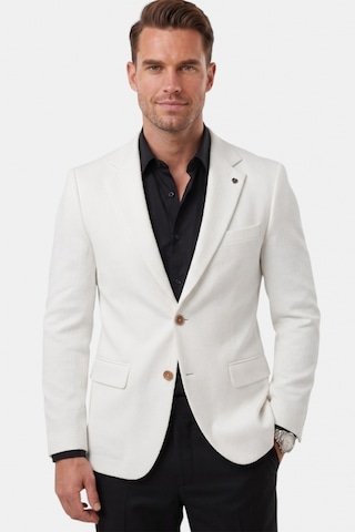 Deepsea Erkek Beyaz Dokulu Desenli İtalyan Kesim Blazer Ceket Slim Fit Çift Düğme Ceket 2600817
