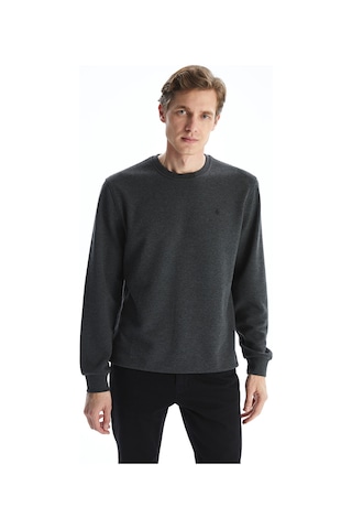 Lcwaıkıkı Classic Antrasit Bisiklet Yaka Uzun Kollu Baskılı Erkek Sweatshirt