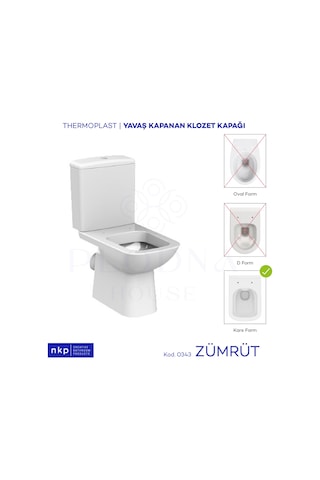 Kare Yavaş Kapanan Klozet Kapağı Zümrüt